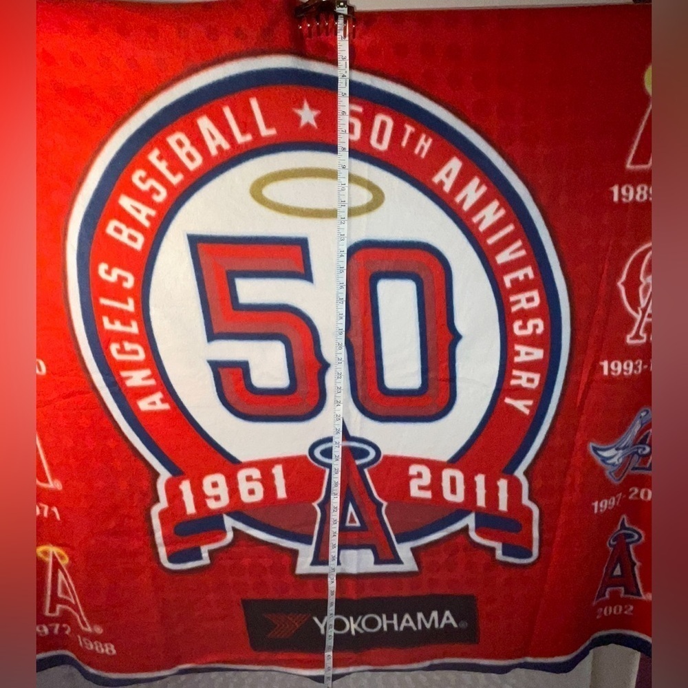 Fans Rare 50 Year Anniversary Of Memories California Angels Red Throw Blanket - Picture 6 of 9